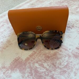 Tory Burch Tortoiseshell Square Sunglasses with Case